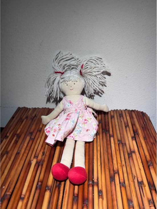 Other - Alimrose Designs 12” Rag Doll Pink Floral Dress Soft Cloth Doll Australia